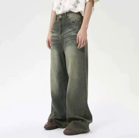 Grey Wash Straight Flare Denim